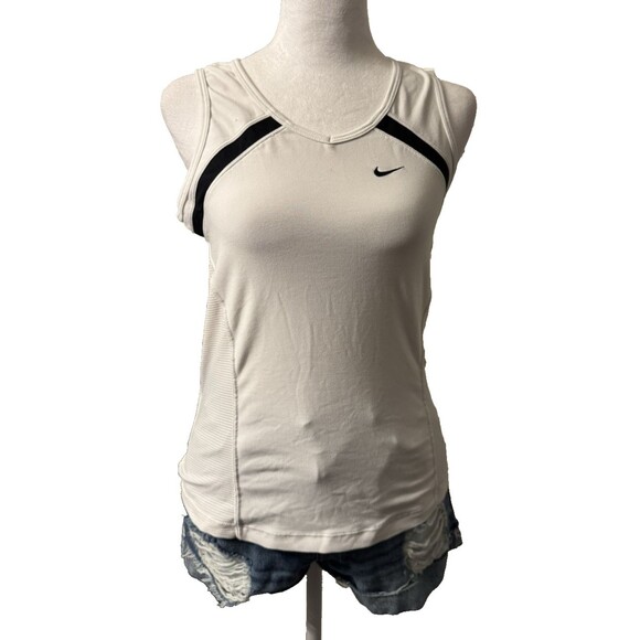Nike  Shirt Womens Tank Top White Dri-fit  Stretch Fabric Size M - Picture 1 of 7